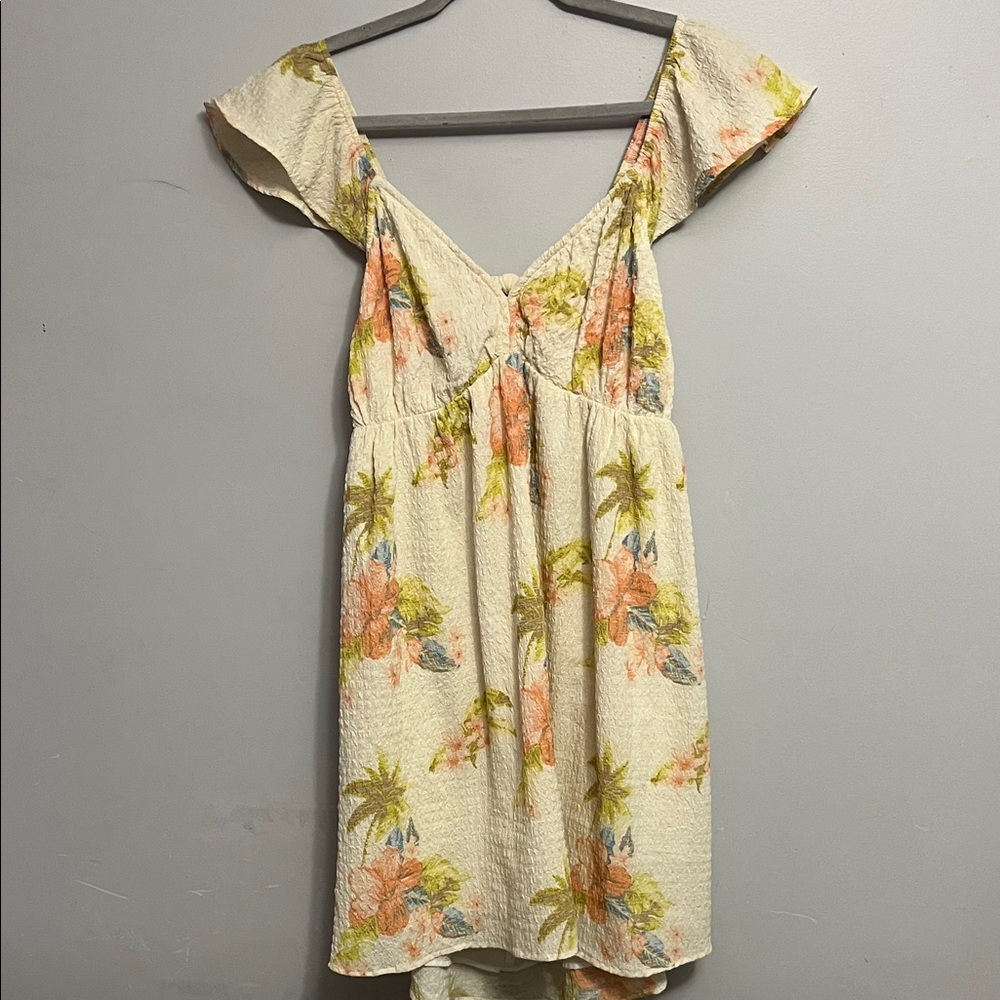 American Eagle Outfitters Floral Mini Dress in Cream and Orange